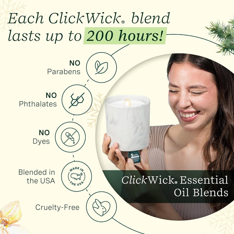 LifeLines Flameless Candle Diffuser - Winter Edition Gift Set - Aromatherapy Essential Oil Diffuser with 2 Holiday ClickWick Blends - Cordless & Waterless for Home - Electric Candles Blow Out Flame - Image 5